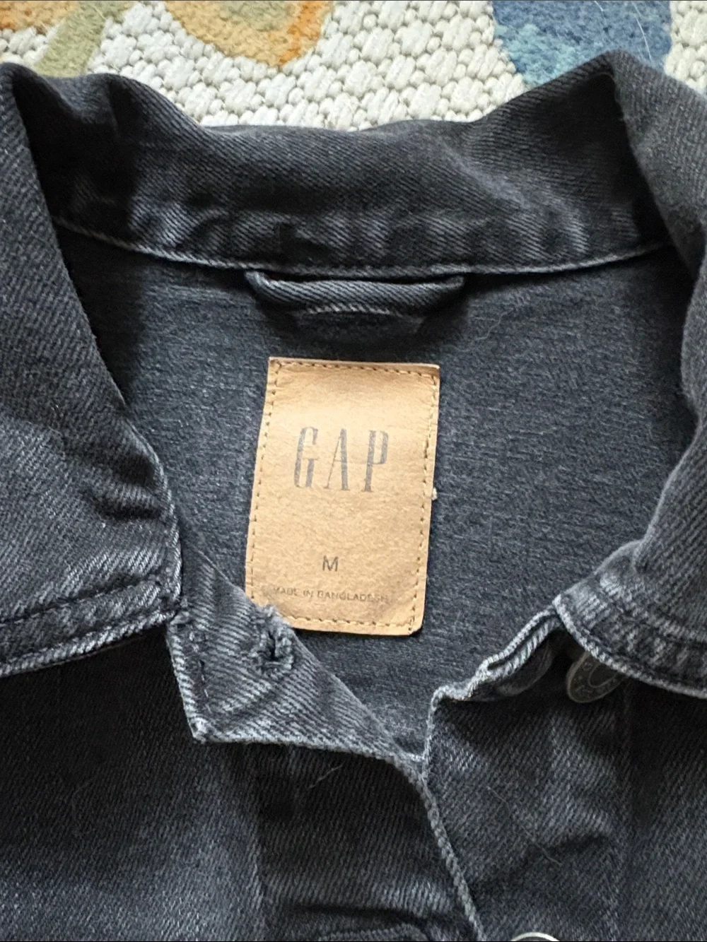 GAP Black Puff Sleeve Jean Jacket